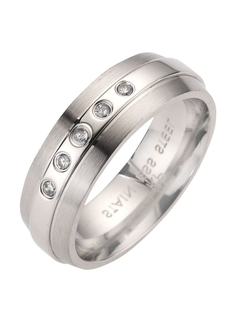 Zeeme Stainless Steel Ring Edelstahl glanz/matt mit weißem Zirkonia - Image 4