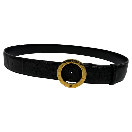Bvlgari Gürtel mit Ringschnalle aus schwarzem Leder - Image 1