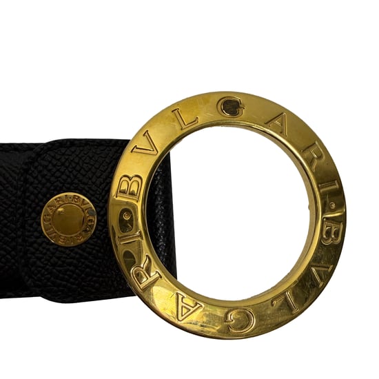 Bvlgari Gürtel mit Ringschnalle aus schwarzem Leder - Image 6