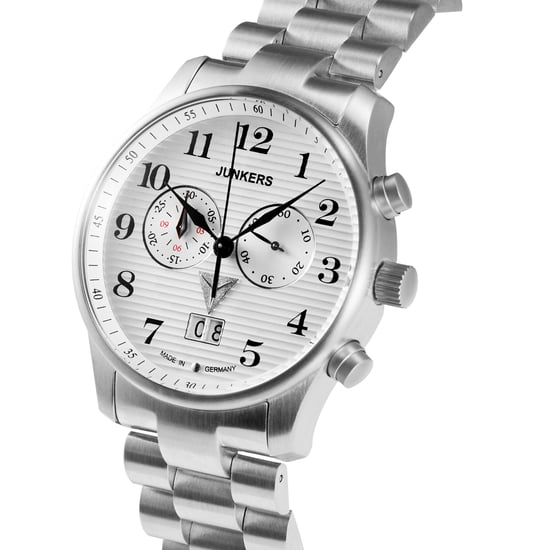 Junkers 6686M-1 Herren-Quarzuhr, 42 mm, weißes Zifferblatt, Edelstahlarmband, Datumsanzeige, Mineralglas, wasserdicht bis 10 ATM - Image 2