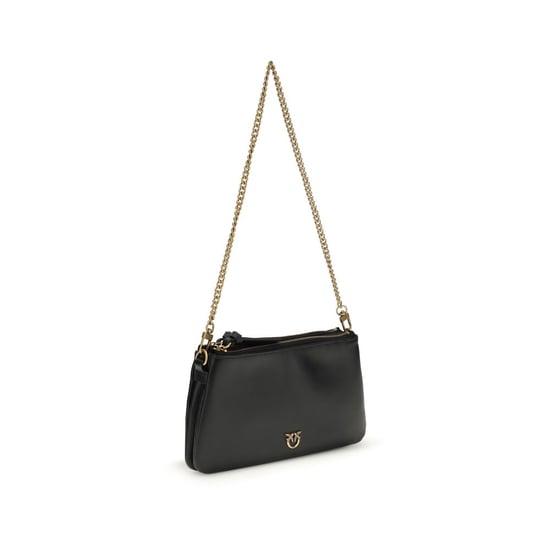 PINKO Schwarze Kalbsleder Bos Taurus Schultertasche - Image 2