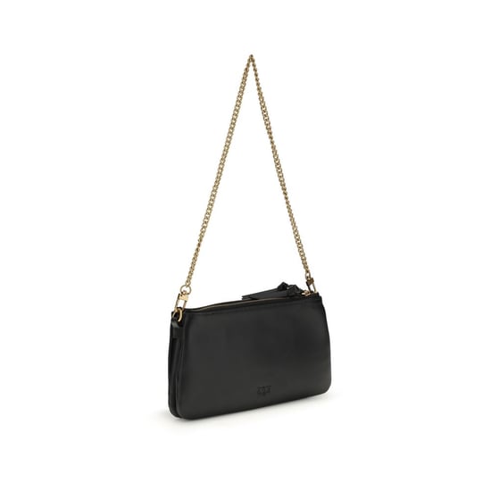 PINKO Schwarze Kalbsleder Bos Taurus Schultertasche - Image 3