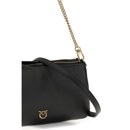 PINKO Schwarze Kalbsleder Bos Taurus Schultertasche - Image 4