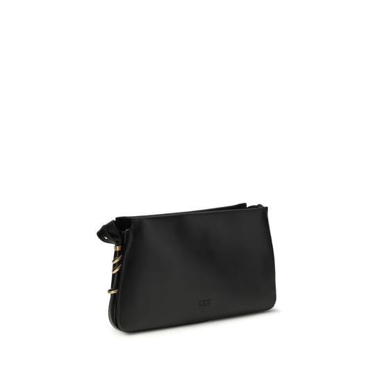 PINKO Schwarze Kalbsleder Bos Taurus Schultertasche - Image 3