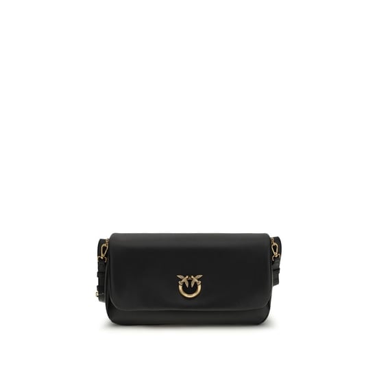 PINKO Schwarze Kalbsleder Bos Taurus Schultertasche - Image 1