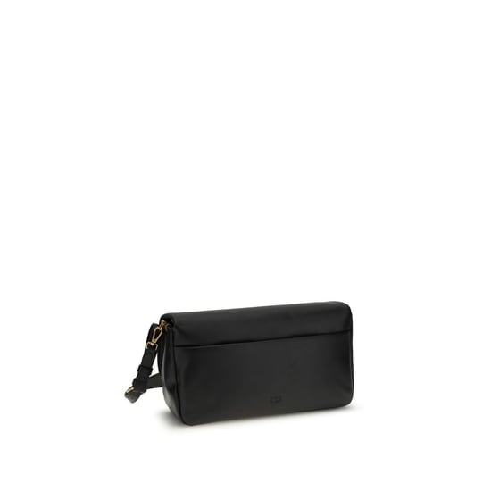 PINKO Schwarze Kalbsleder Bos Taurus Schultertasche - Image 3