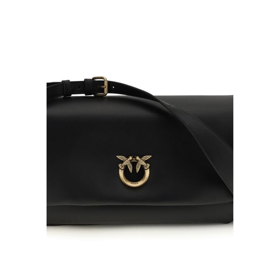 PINKO Schwarze Kalbsleder Bos Taurus Schultertasche - Image 4