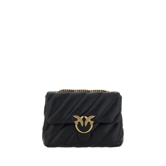 PINKO Schwarze Kalbsleder Bos Taurus Schultertasche - Image 1