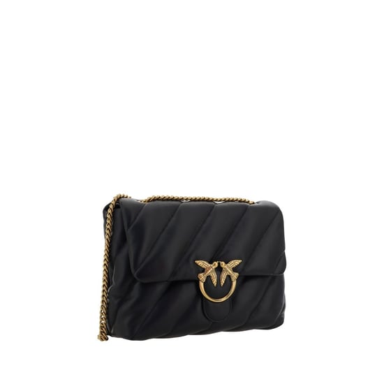 PINKO Schwarze Kalbsleder Bos Taurus Schultertasche - Image 2