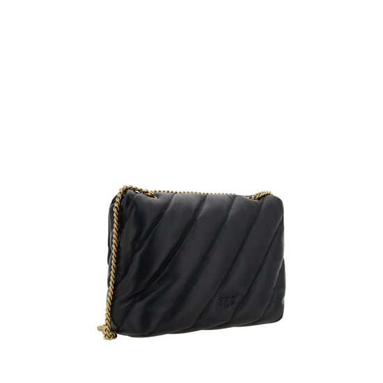 PINKO Schwarze Kalbsleder Bos Taurus Schultertasche - Image 3
