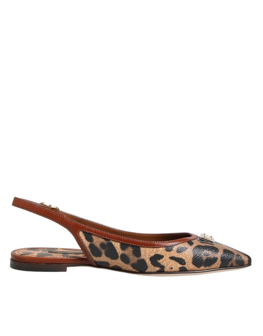 Dolce & Gabbana Braune Leoparden Slingback Ballerinas Sandalen Schuhe - Image 1