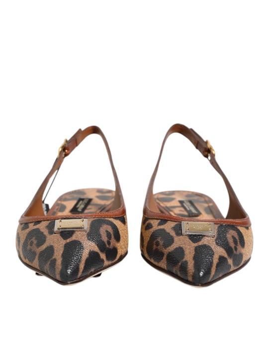 Dolce & Gabbana Braune Leoparden Slingback Ballerinas Sandalen Schuhe - Image 3