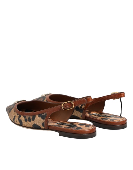 Dolce & Gabbana Braune Leoparden Slingback Ballerinas Sandalen Schuhe - Image 6