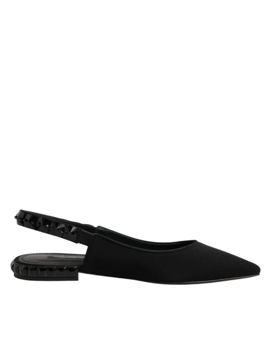 Dolce & Gabbana Kristallbesetzte Charmeuse Slingback-Schuhe - Schwarz - Image 2