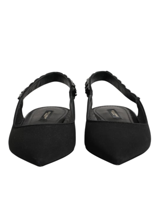 Dolce & Gabbana Kristallbesetzte Charmeuse Slingback-Schuhe - Schwarz - Image 3