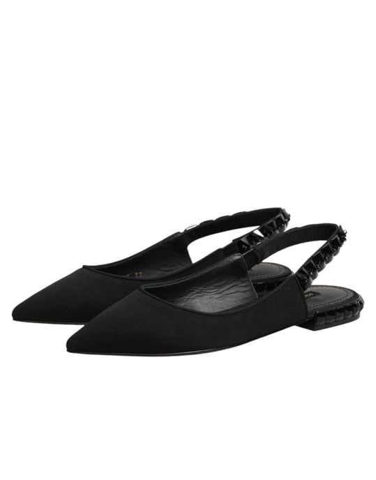 Dolce & Gabbana Kristallbesetzte Charmeuse Slingback-Schuhe - Schwarz - Image 5