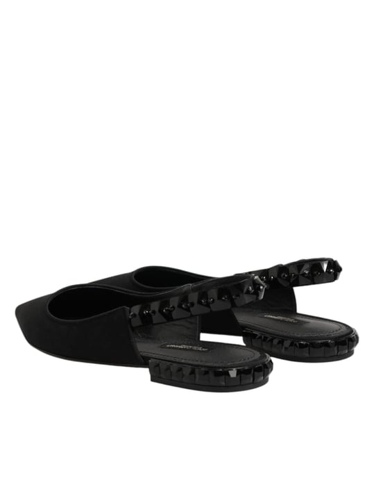 Dolce & Gabbana Kristallbesetzte Charmeuse Slingback-Schuhe - Schwarz - Image 6