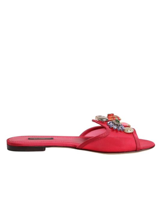 Dolce & Gabbana Rote Verzierte Ballerinas Slip-On Sandalen Schuhe - Image 2