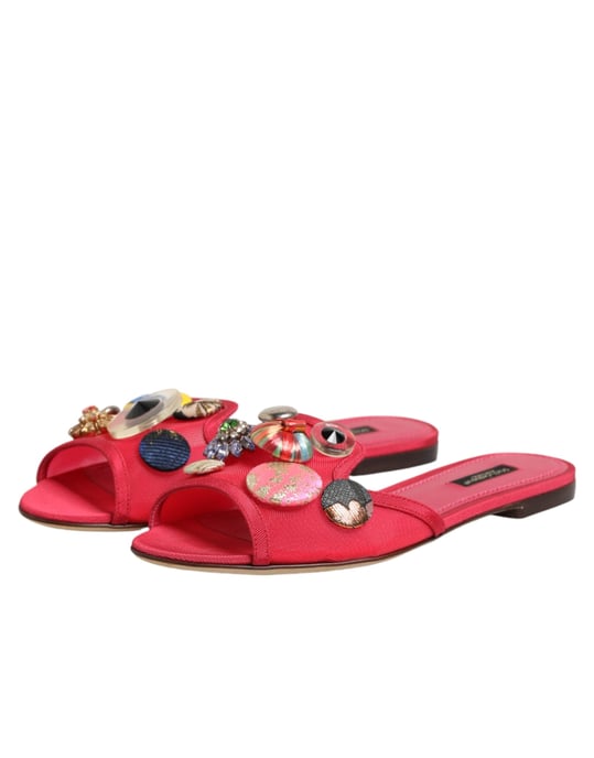 Dolce & Gabbana Rote Verzierte Ballerinas Slip-On Sandalen Schuhe - Image 5