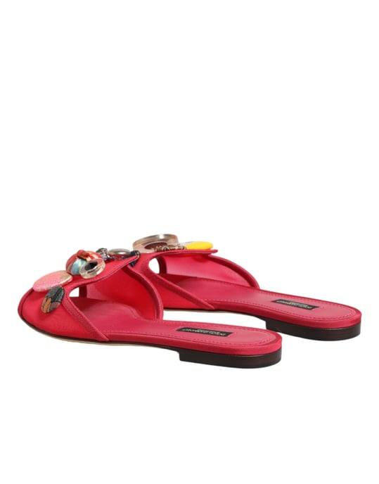Dolce & Gabbana Rote Verzierte Ballerinas Slip-On Sandalen Schuhe - Image 6