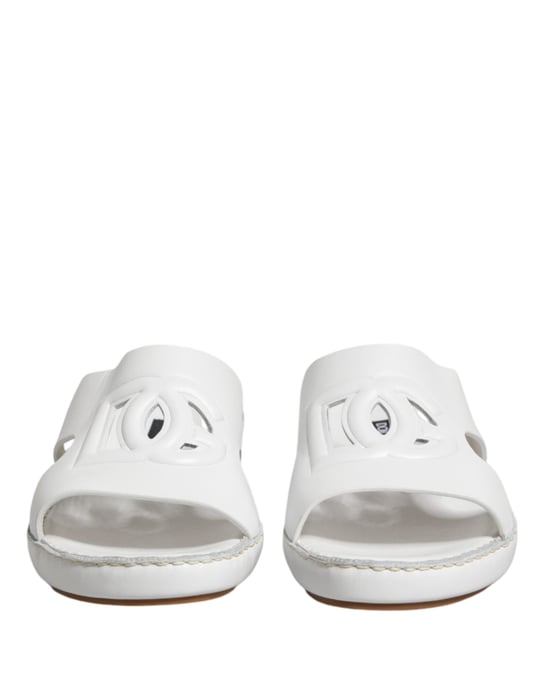 Dolce & Gabbana Weiße DG Cutout Slides Pantoletten Flats Schuhe - Image 3