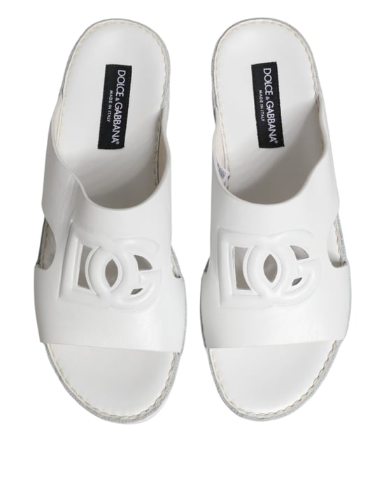 Dolce & Gabbana Weiße DG Cutout Slides Pantoletten Flats Schuhe - Image 4