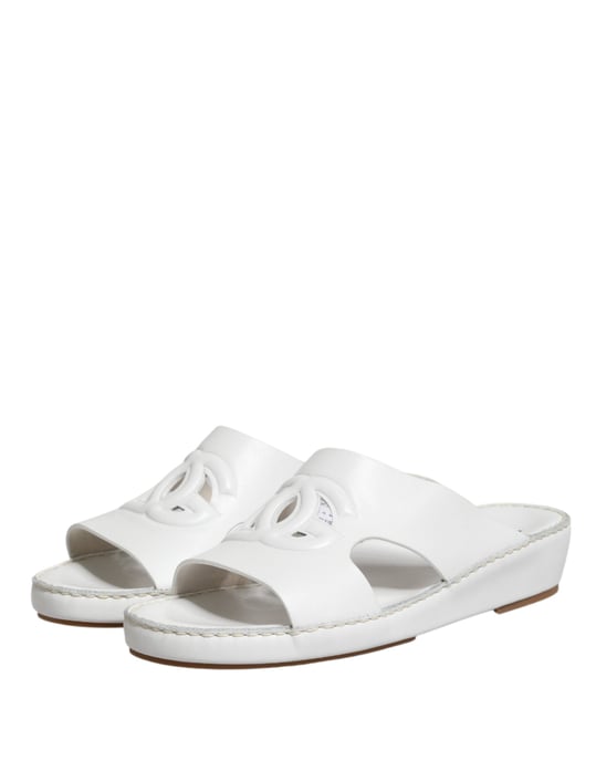 Dolce & Gabbana Weiße DG Cutout Slides Pantoletten Flats Schuhe - Image 5