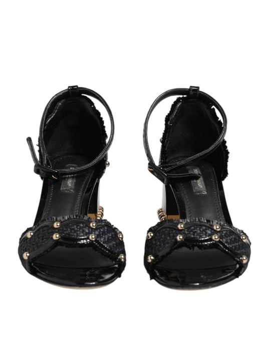 Dolce & Gabbana Schwarze Nieten-Ankle-Strap-Sandalen Schuhe - Image 3
