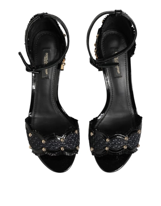 Dolce & Gabbana Schwarze Nieten-Ankle-Strap-Sandalen Schuhe - Image 4