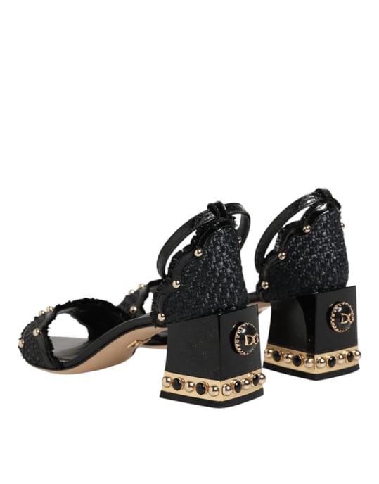 Dolce & Gabbana Schwarze Nieten-Ankle-Strap-Sandalen Schuhe - Image 6