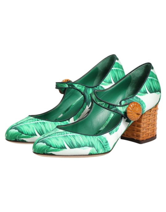 Dolce & Gabbana Grüne Seiden MARY JANES Blatt Sandalen Schuhe - Image 5