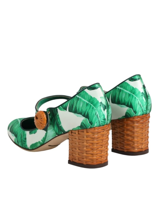 Dolce & Gabbana Grüne Seiden MARY JANES Blatt Sandalen Schuhe - Image 6