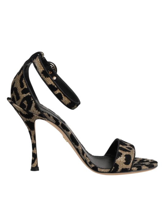 Dolce & Gabbana Gold Leopard Ankle Strap Absatzsandalen Schuhe - Image 1