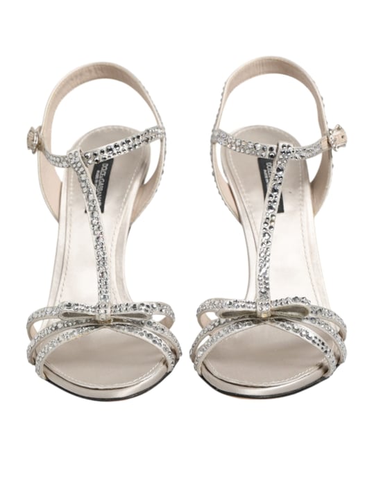 Dolce & Gabbana Silber Strass Ankle Strap Absatzsandalen Schuhe - Image 3