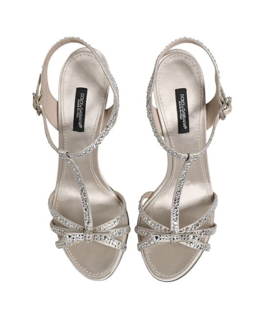 Dolce & Gabbana Silber Strass Ankle Strap Absatzsandalen Schuhe - Image 4