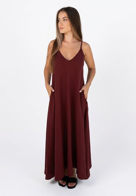 Chloe Long Dress BURGUNDER - Image 2