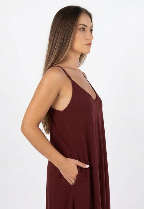 Chloe Long Dress BURGUNDER - Image 3
