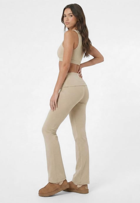 Fold Over Pants BEIGE - Image 2