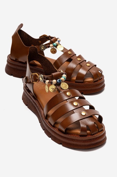 Solis Leder-Sandale mit Perlen - Image 1