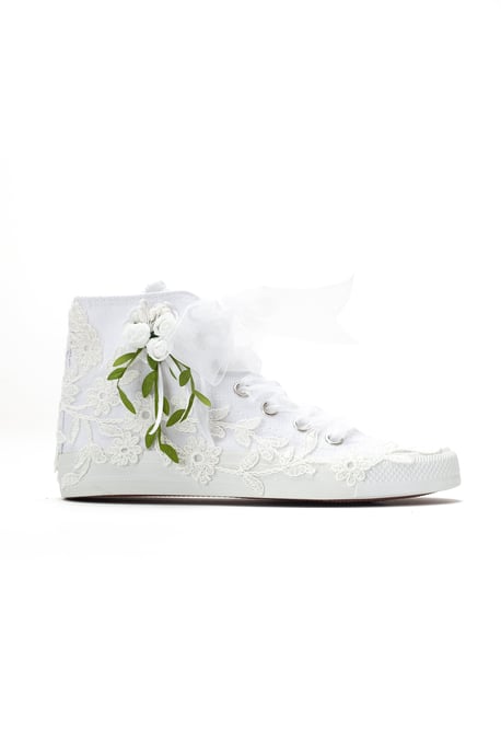 Sylvara Blumen Spitze Band Braut High-Top Sneaker - Image 2