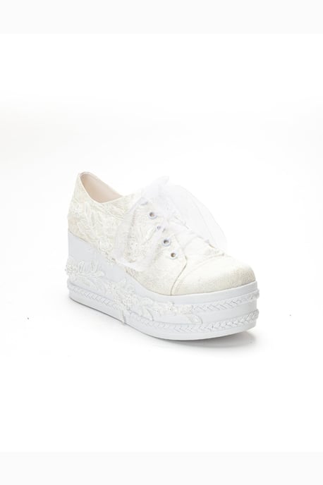 Valencia Schnür-Plateau Braut-Sneaker - Image 1