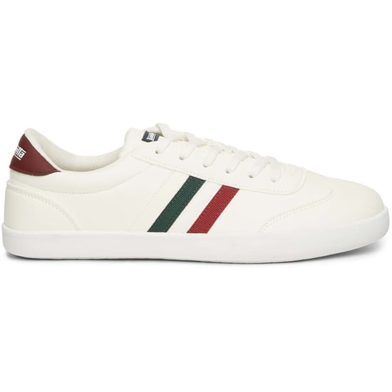 Herren Lambretta Vulkan Schnürschuhe Low Top Court Sneaker in Weiß - Image 1