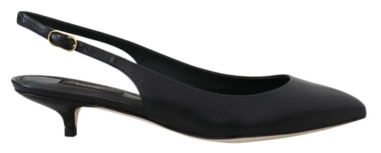 Dolce & Gabbana Schwarze Leder Slingback High Heels Pumps Schuhe - Image 2