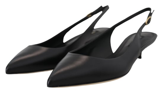 Dolce & Gabbana Schwarze Leder Slingback High Heels Pumps Schuhe - Image 4