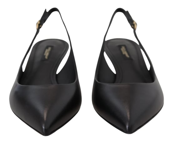 Dolce & Gabbana Schwarze Leder Slingback High Heels Pumps Schuhe - Image 5