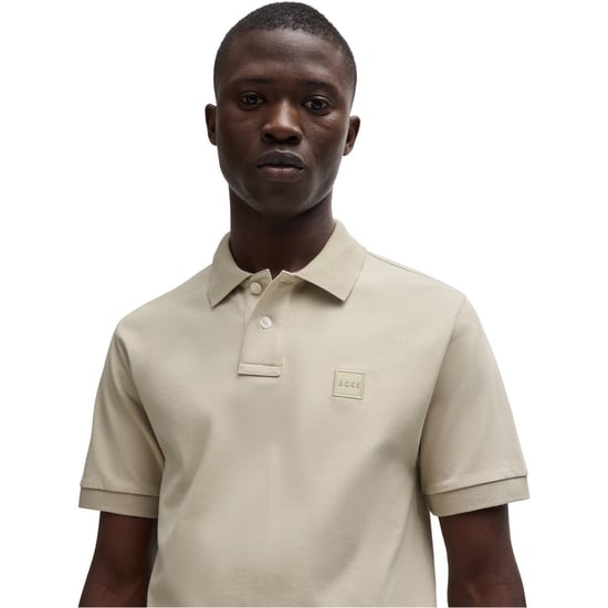 Herren Boss Hbo Passenger Premium Design Polo-Shirt in Hellbeige - Image 4