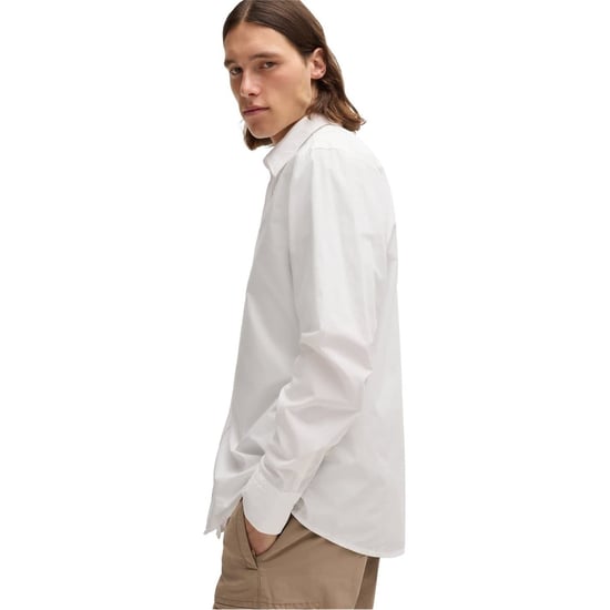 Herren Boss Relegant 6 M Unifarbiges Langarmhemd in Weiß 100 - Image 4