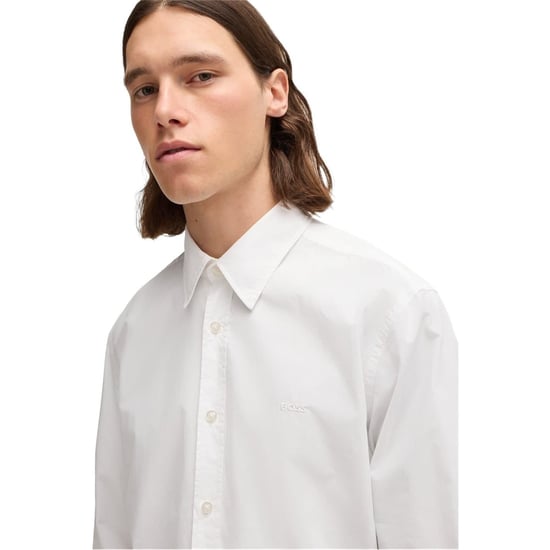 Herren Boss Relegant 6 M Unifarbiges Langarmhemd in Weiß 100 - Image 5