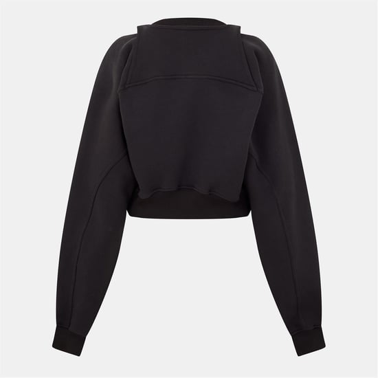 Damen Off White Gekürzter Relaxed Fit Rundhals-Sweatshirt in Schwarz/Weiß - Image 2