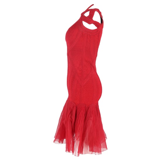 Herve Leger Strickkleid aus Tüll mit Bandagen-Midi-Absatz in roter Viskose - Image 2